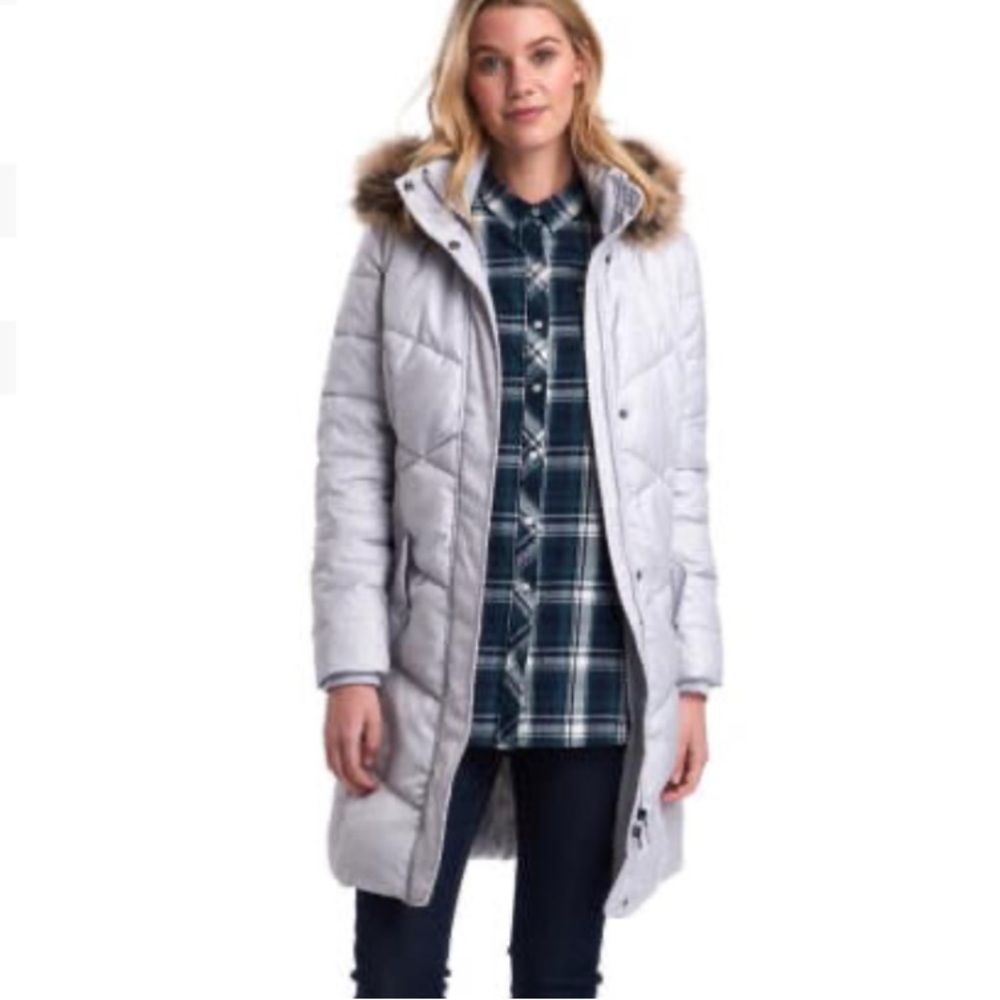 Barbour Womens Sternway Quilted Coat Ice White size 14